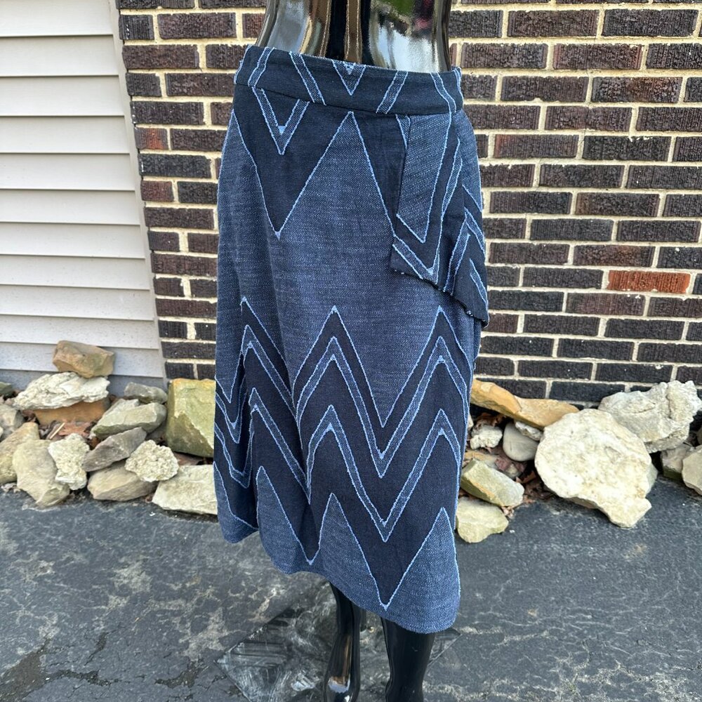 Eva Franco Anthropologie Navy Textured A-Line Skirt